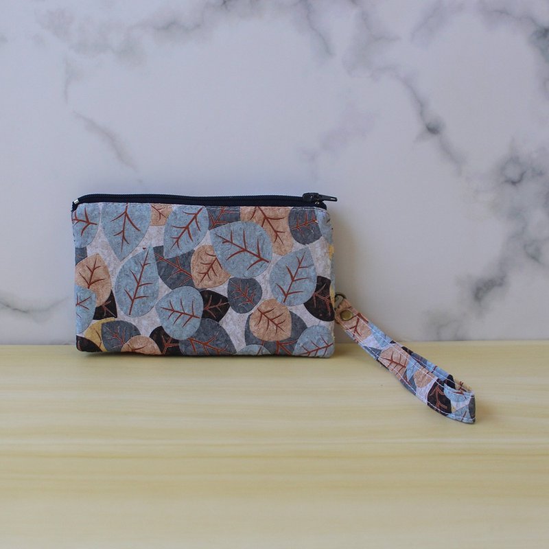 Leaf three-layer coin purse (with wrist strap) / storage bag wallet - กระเป๋าสตางค์ - ผ้าฝ้าย/ผ้าลินิน หลากหลายสี