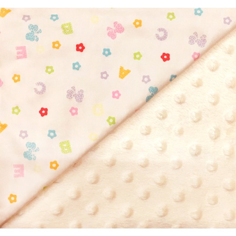 Minky Multi-functional Dot Particle Carrying Blanket Baby Blanket Air Conditioner Blanket Quilted in Ivory Beige-English Letters - ผ้าปูที่นอน - ผ้าฝ้าย/ผ้าลินิน สีส้ม