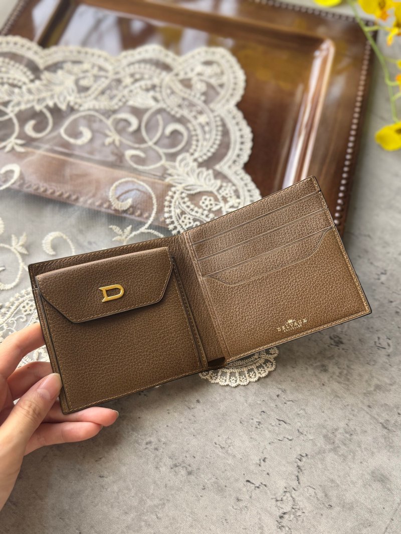 中古正品 Delvaux 中夾錢包 真皮牛革 男女適用 禮物 - 錢包/皮夾/長短夾 - 真皮 卡其色