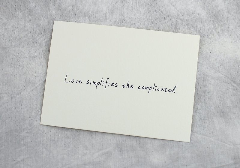 Love makes everything complicated into a simple postcard - Cards & Postcards - Paper 