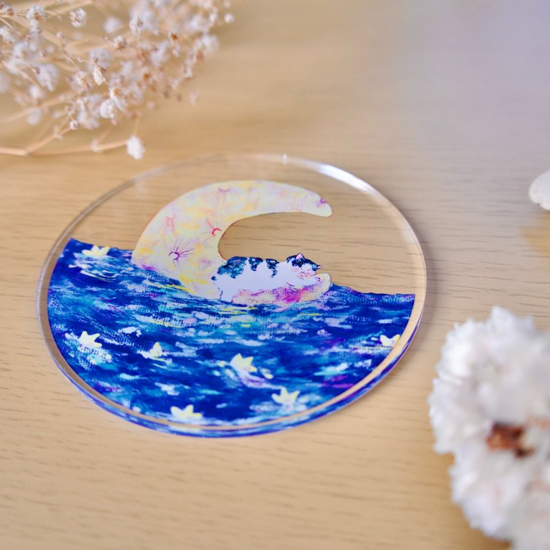 三日月とねこのアクリルコースター - 杯墊 - 壓克力 