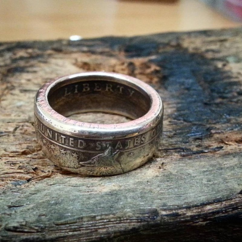 USA wolf head coin ring (1 dollar) - แหวนทั่วไป - โลหะ 