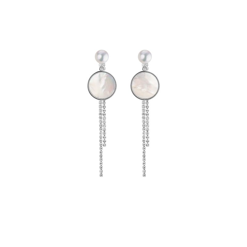 Geometry-Diamond Tassel Earrings- Silver - Earrings & Clip-ons - Pearl Silver