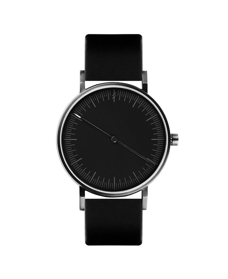シンプルオニキスブラックウォッチ - 腕時計 ユニセックス - ステンレススチール ブラック