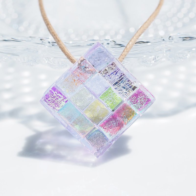 【Premium】光る幸せガラス(オーロラしあわせ【マジック】)ネックレス 【受注制作】 - 項鍊 - 玻璃 紫色