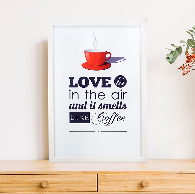 Magnet Plate Coffee & Love Coffee Fragrance Paintings Mural Room Decoration Living Room Decoration - Posters - Eco-Friendly Materials Red