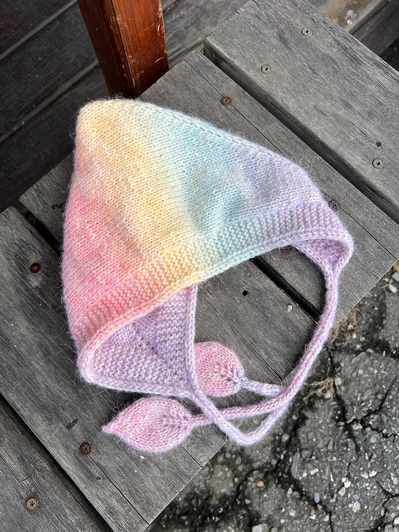 羊毛 帽子 多色 - 手工製作 彩虹蜜糖護耳編織帽