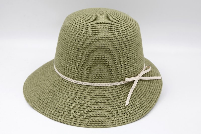 【Paper home】 Hepburn hat (military green) paper thread weaving - Hats & Caps - Paper Green