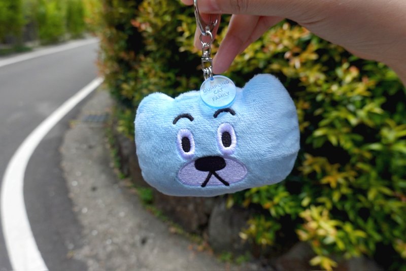 餃貓FAMILY - 餃娃鏡子鑰匙圈 - 鑰匙圈/鑰匙包 - 棉．麻 藍色