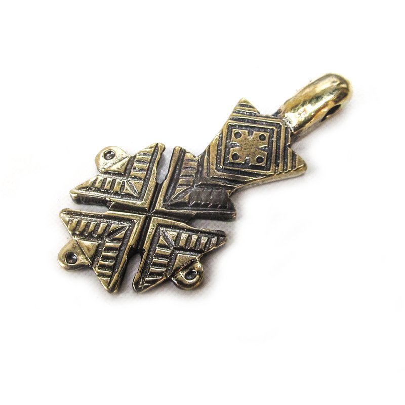 Handmade brass cross necklace pendant,handmade cross jewelry charm,ukraine cross - พวงกุญแจ - ทองแดงทองเหลือง สีทอง