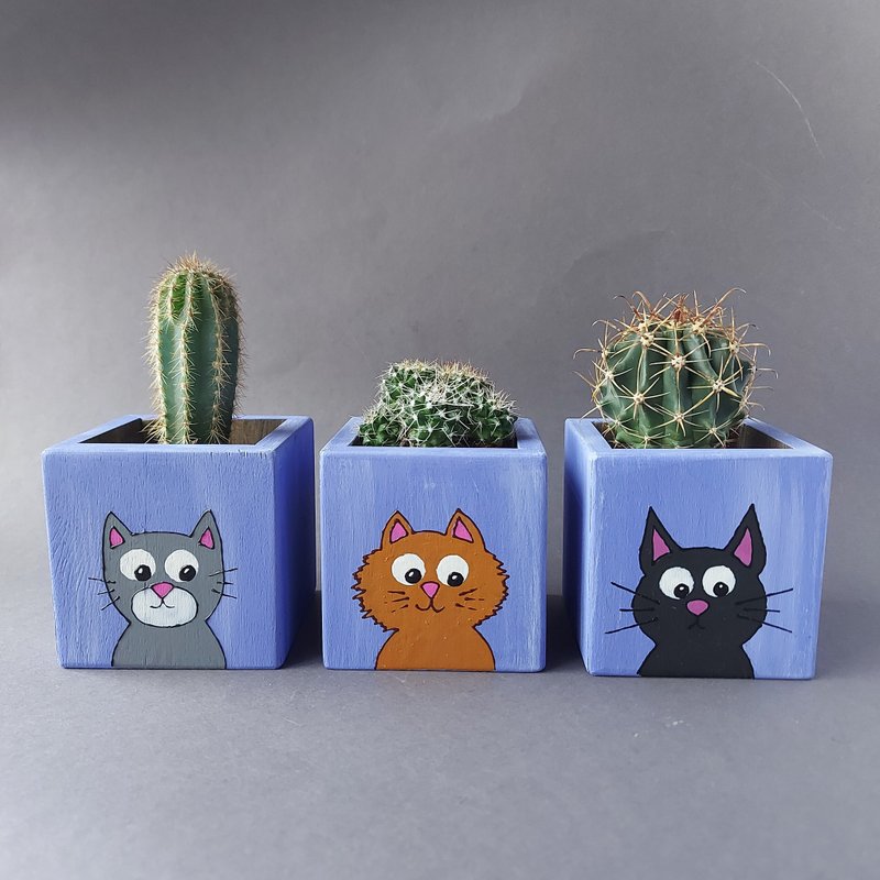 Cactus/succulent pots - 盆栽/植栽 - 木頭 紫色