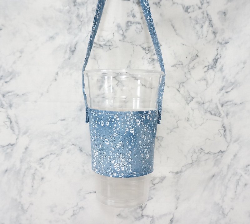 /Outside the window// Eco-friendly cup bag/beverage bag/cup cover - Beverage Holders & Bags - Cotton & Hemp Blue