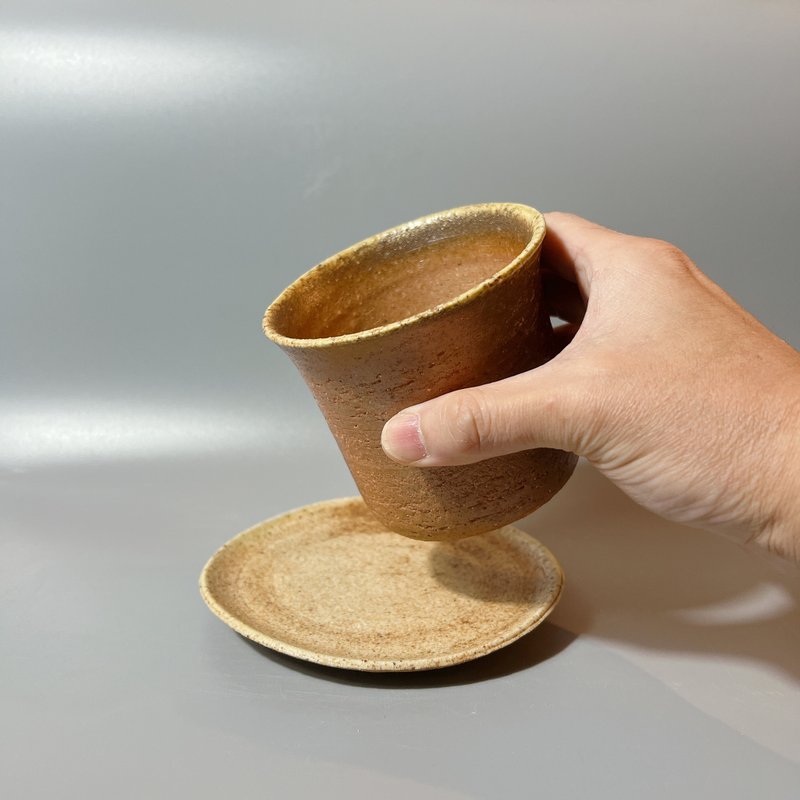 Wood-fired hand-held coffee cup set/flower tea cup set/handmade by Xiao Pingfan - ถ้วย - ดินเผา 