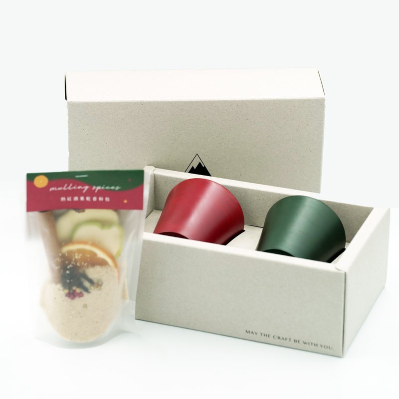 Natural lacquer water cup pair New Year gift box - Cups - Wood Red