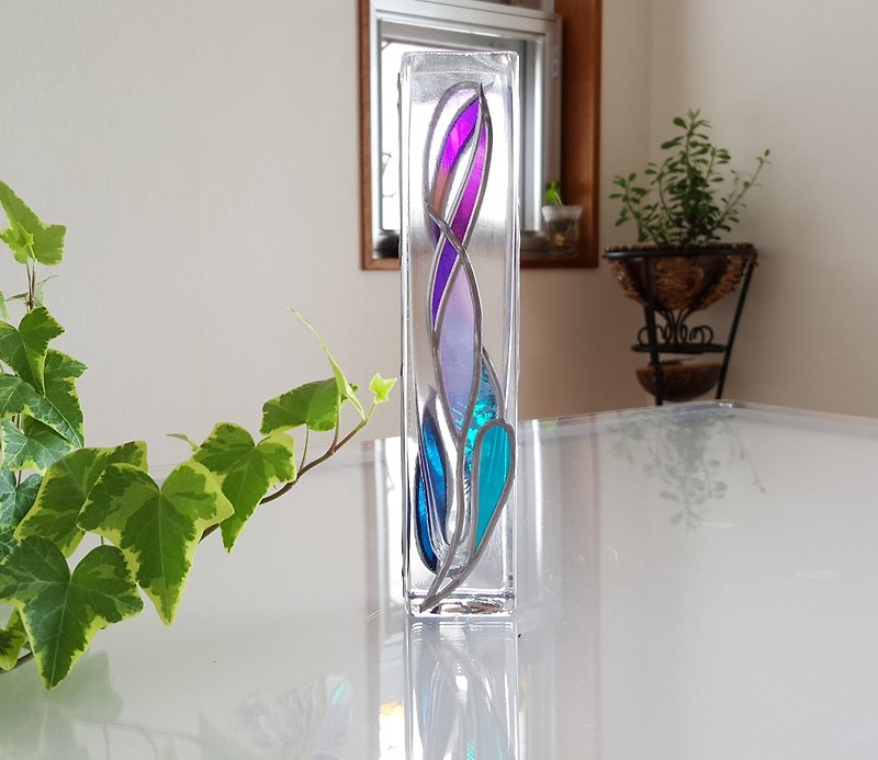 Glass Art Square Vase "Winter Flower1" - Pottery & Ceramics - Glass Multicolor