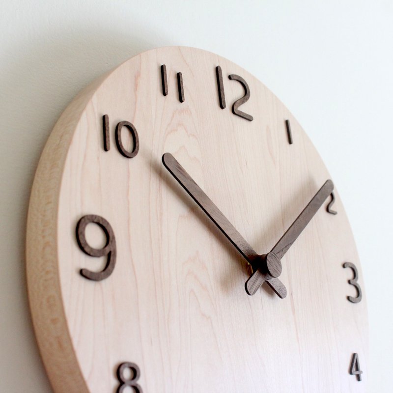 CLOCK_26 Numbers Solid Wood Silent Wall Clock Taiwan Limited Handmade Hard Maple - Clocks - Wood Brown