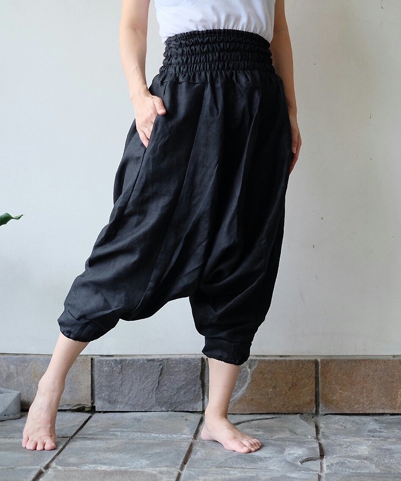 Nepali Black for Her - กางเกงขายาว - ผ้าฝ้าย/ผ้าลินิน สีดำ