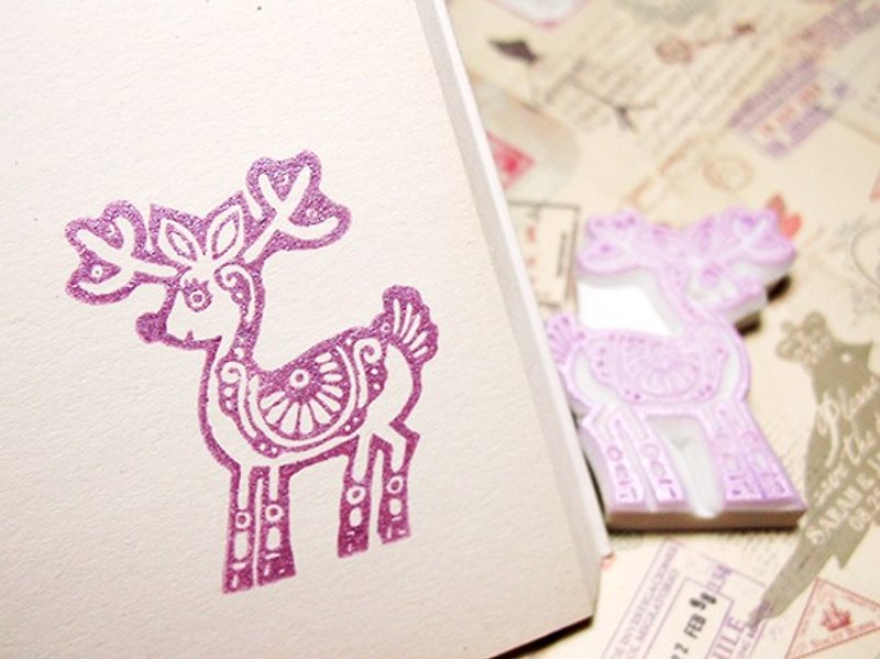 Apu手工章 精美華麗小鹿印章 圣诞适用 - 印章/印台 - 橡膠 