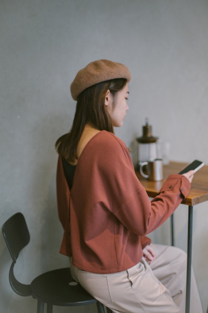 SAMEDi - Open Side Open Top - Brick Red [Graduation Gift] - Women's Tops - Other Man-Made Fibers Red