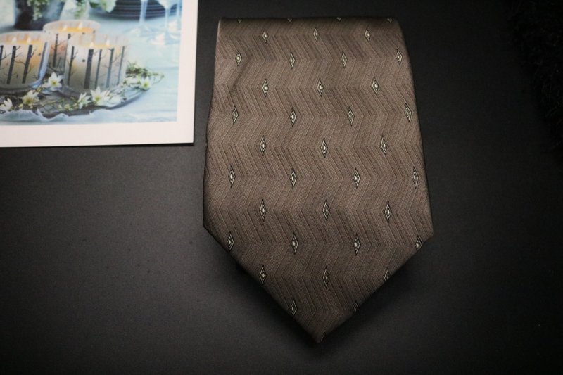 灰色棱形重磅桑蠶絲領帶/重工藝商務正裝necktie - 領帶/領帶夾 - 絲．絹 灰色