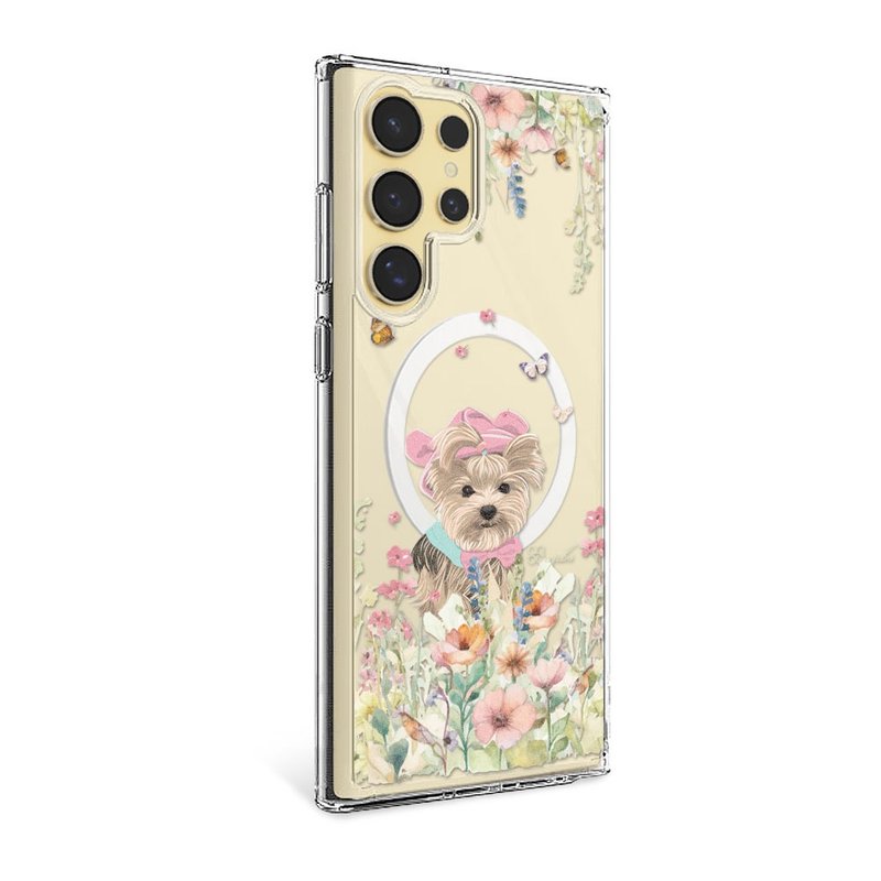 Samsung S25/S24S23系列 輕薄軍規防摔磁吸手機殼-花草約克夏 - 手機殼/手機套 - 其他材質 多色