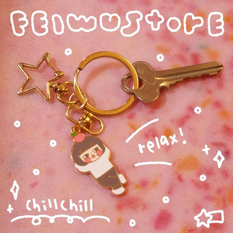 Lay Lay Girl Faux Enamel Star Keychain - ที่ห้อยกุญแจ - วัตถุเคลือบ 