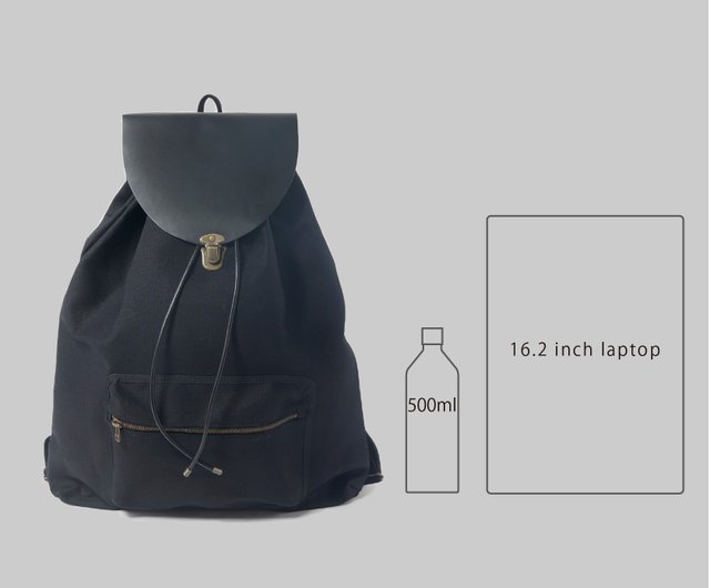 picnic bag L black】バックパック/キャンバス/レザー/旅行