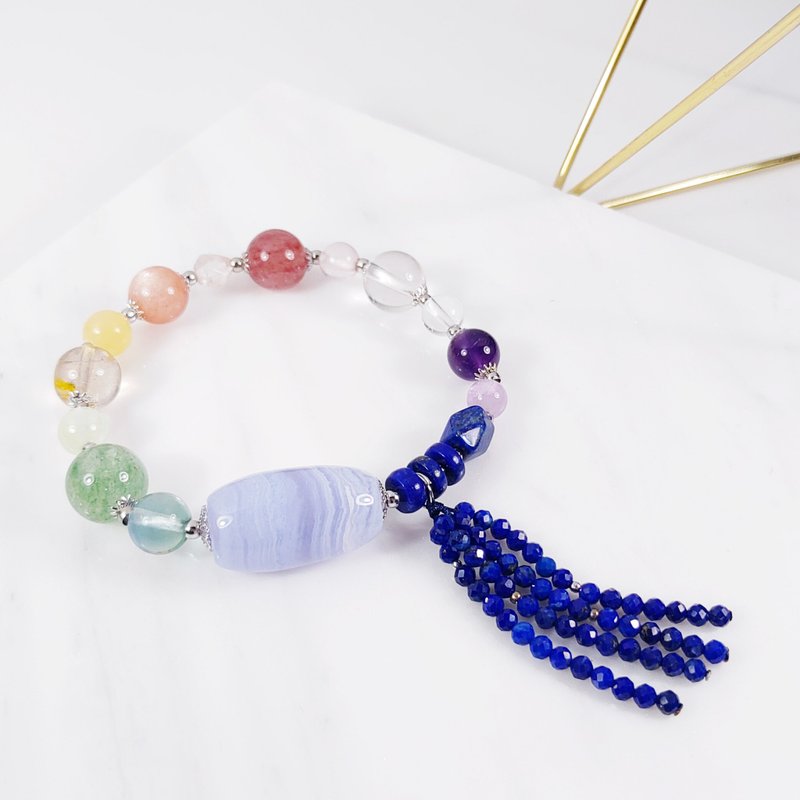 天然彩虹寶石 七脈輪 青金石流蘇 原創 獨家 手鍊 單品 禮物 - 手鍊/手環 - 寶石 多色