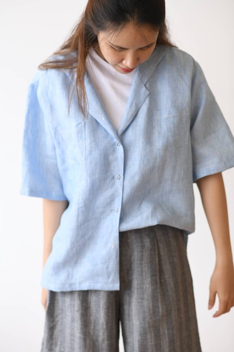 Linen Sailor Shirt - Women's Tops - Linen 