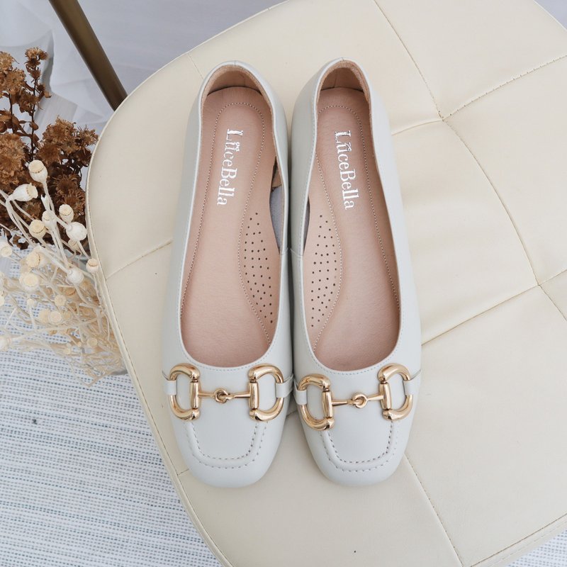 【love is all around】flat leather shoes_White - รองเท้าบัลเลต์ - หนังแท้ ขาว