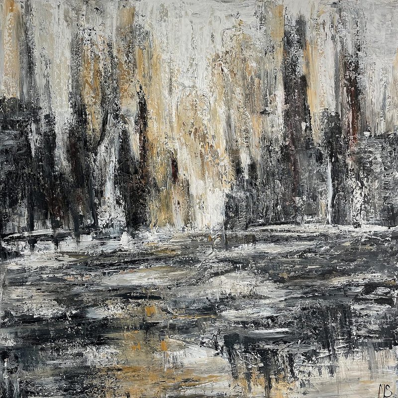 Abstract City Paintings On Canvas Extra Large Original Modern Expressionism Art - 壁貼/牆壁裝飾 - 壓克力 灰色