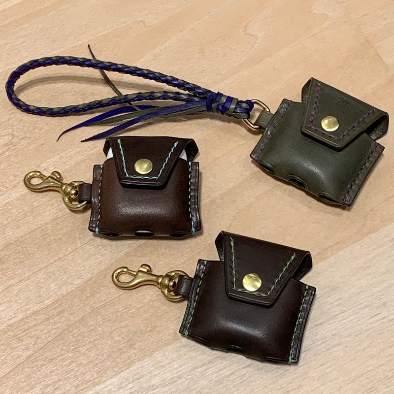 Handmade hand-dyed leather AirPods 2 protective case - ที่เก็บหูฟัง - หนังแท้ หลากหลายสี