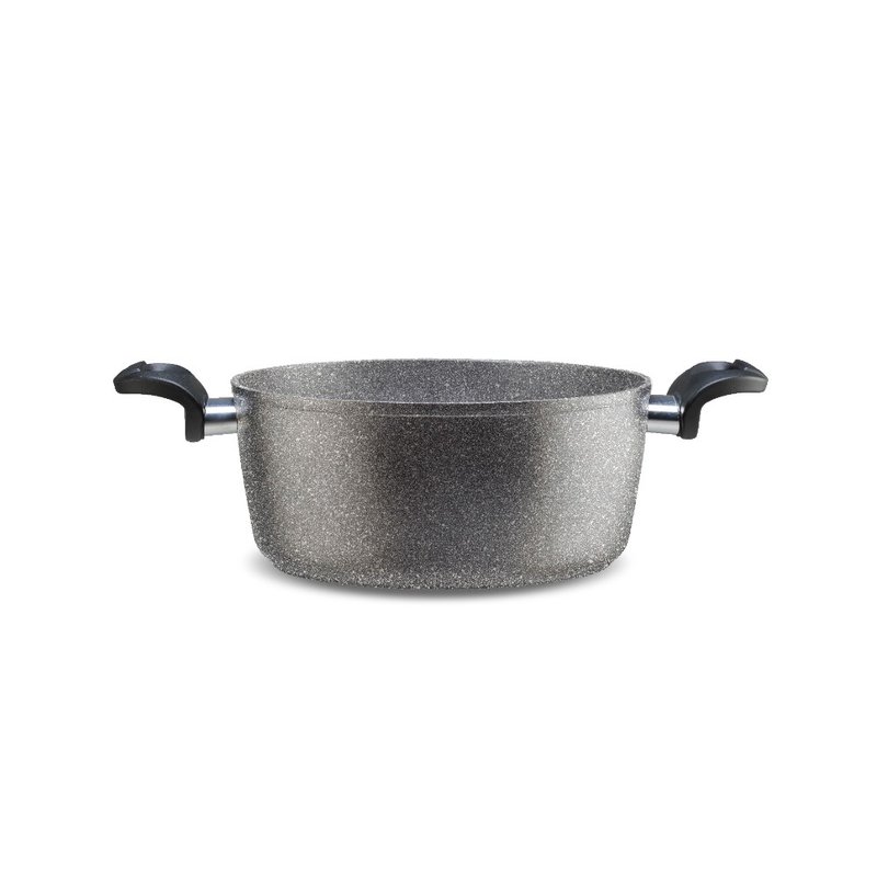 Italian UNION LINE natural stone double-ear pot (with lid) 20cm suitable for all stoves - เครื่องครัว - โลหะ สีเทา