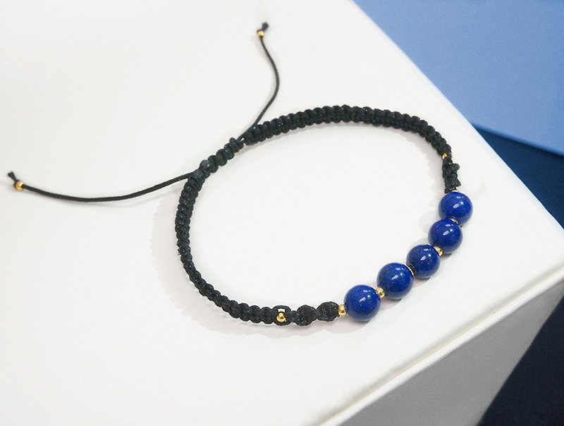 Edith & Jaz • Lapis with Black Cord Bracelet - Bracelets - Gemstone Blue