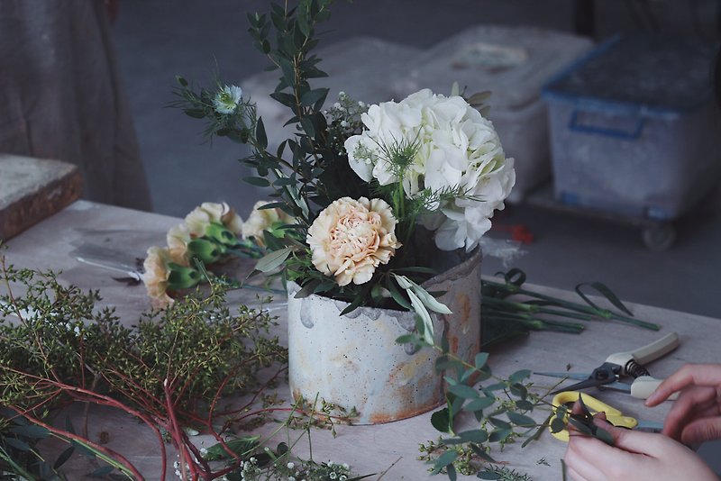 スタッキング|オーバルボックスタイプの花 - 花瓶・植木鉢 - 陶器 カーキ