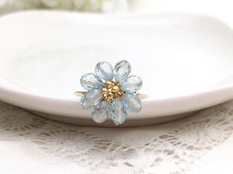 Marguerite - Sky blue topaz wire ring - แหวนทั่วไป - เครื่องเพชรพลอย สีน้ำเงิน