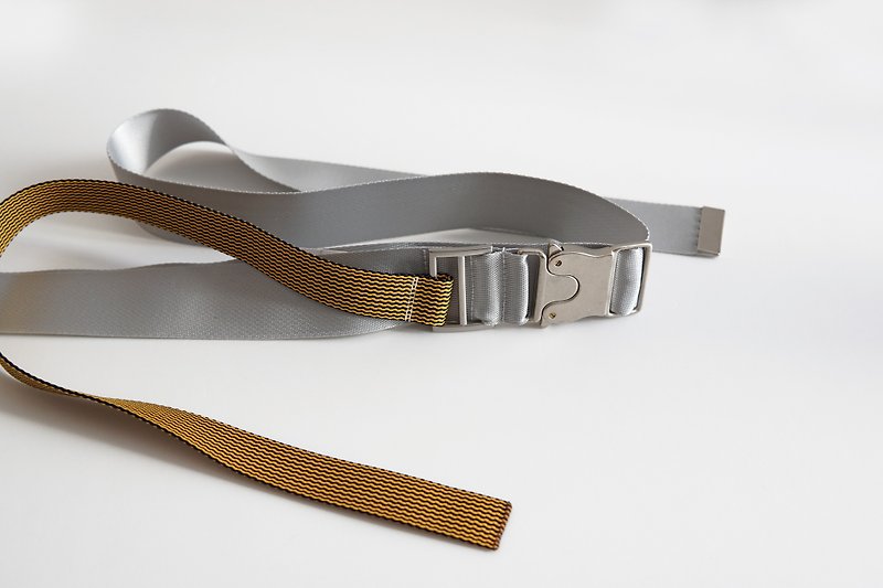 KAKY BELT 02-Ribbon Long Belt (Silver Gray) - เข็มขัด - เส้นใยสังเคราะห์ สีเทา