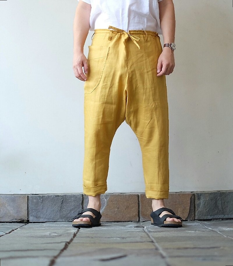 Swarupa Ginger for Him - กางเกงขายาว - ผ้าฝ้าย/ผ้าลินิน สีเหลือง