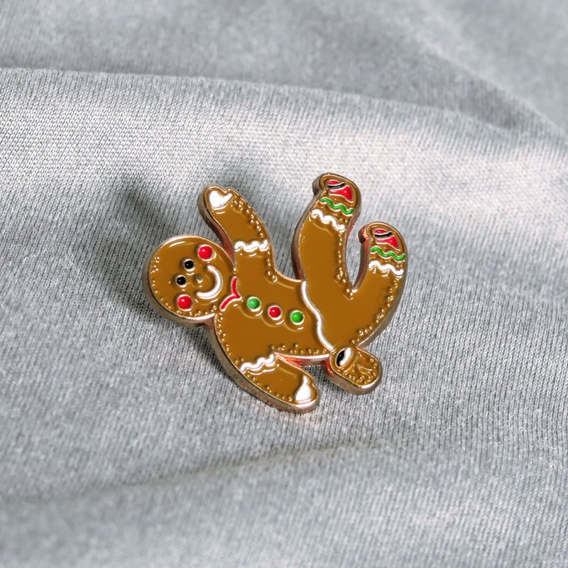 Gingerbread Climber Enamel Pin – Gift for Climbers and Boulderers – 攀岩針 – 등반 - 徽章/別針 - 其他金屬 多色