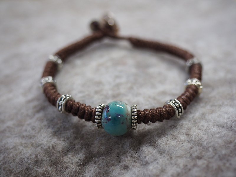 Stone beads Wax thread hand rope bracelet - สร้อยข้อมือ - วัสดุอื่นๆ หลากหลายสี
