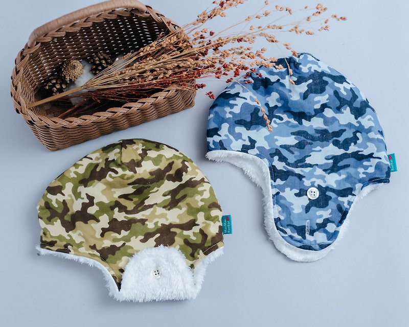 Folding ear flying cap - camouflage series hand made non-toxic cap children's clothing baby child flight - Baby Hats & Headbands - Cotton & Hemp Multicolor