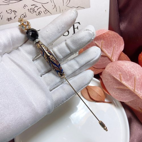 18kygエナメルのブローチ　　作家物 ART エナメル ブルーフラワー ブローチ / ヴィンテージ