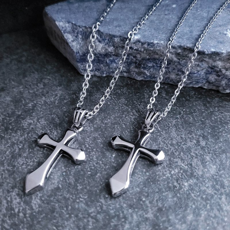 Cross stainless steel  pendant - Necklaces - Stainless Steel Silver