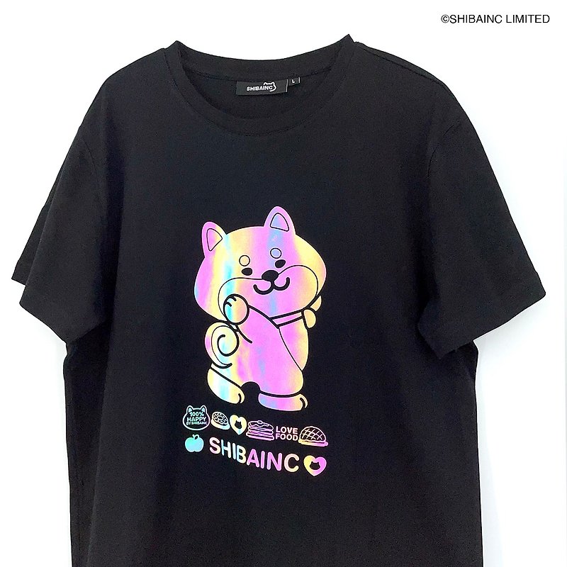 SHIBAINC SHIBE Love Food Rainbow Reflective Graphic Print T-shirt - Unisex Hoodies & T-Shirts - Cotton & Hemp Gray