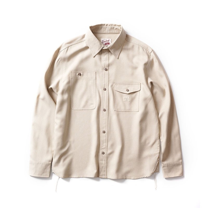 Herringbone Work Shirt - 卡其 Khaki - 男襯衫/休閒襯衫 - 棉．麻 