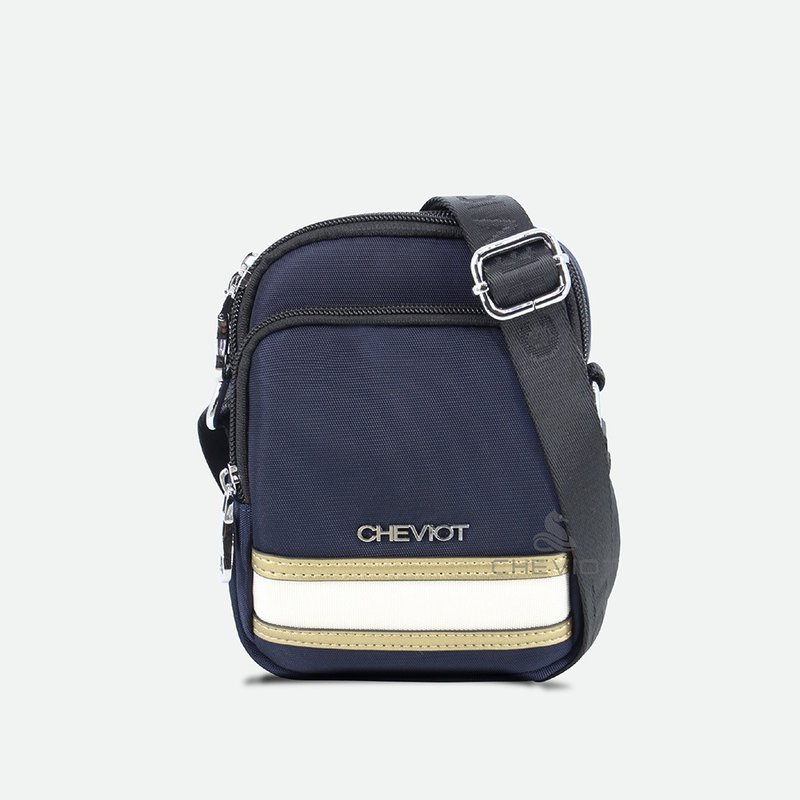 【CHEVIOT】Gold Jazz Series Side Backpack Small Bag 19701 - กระเป๋าแมสเซนเจอร์ - ไนลอน สีน้ำเงิน