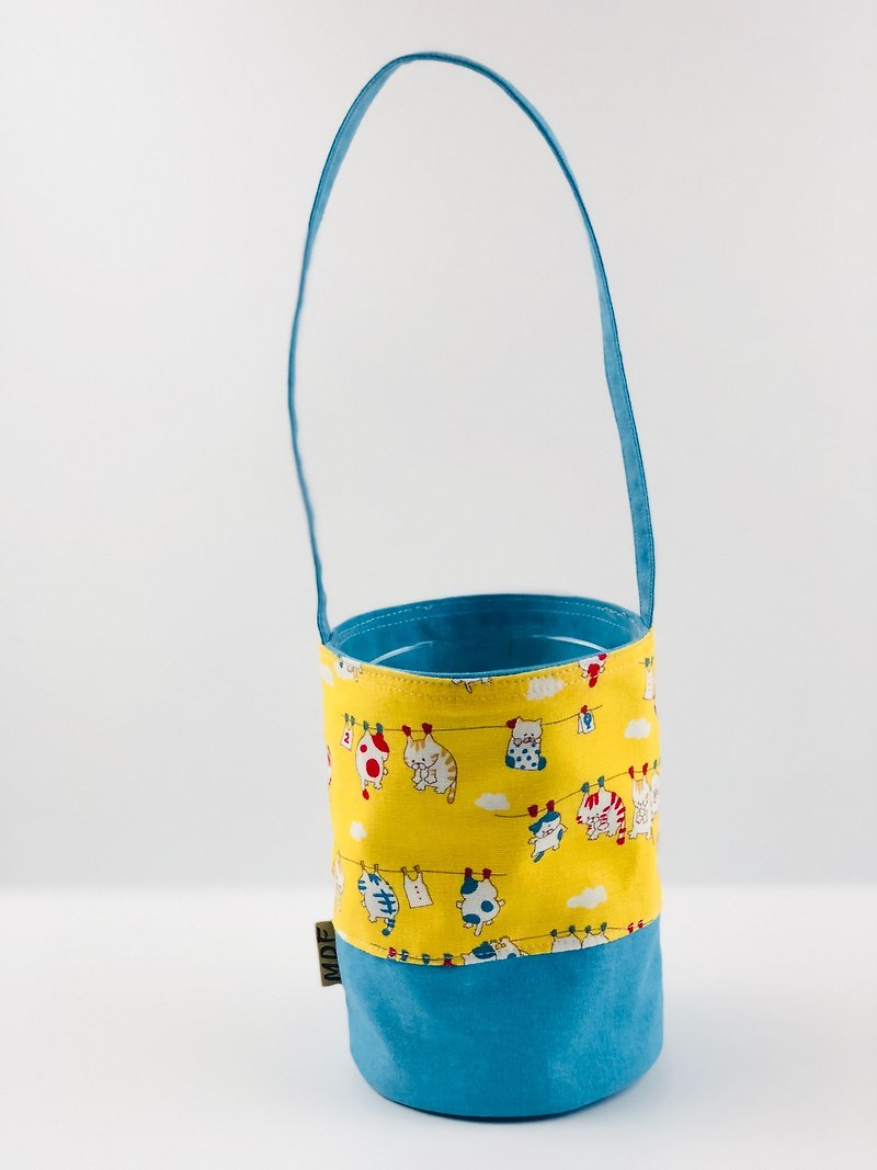 MDF Eco Beverage Bag-Cat (Yellow) - ถุงใส่กระติกนำ้ - ผ้าฝ้าย/ผ้าลินิน สีเหลือง
