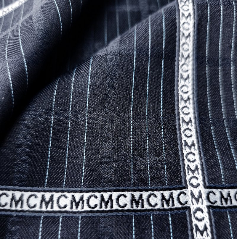 MCM Vintage Handkerchief Pocket Square Monogram Blue 19 x 18.5 inches - 手帕 - 棉．麻 藍色
