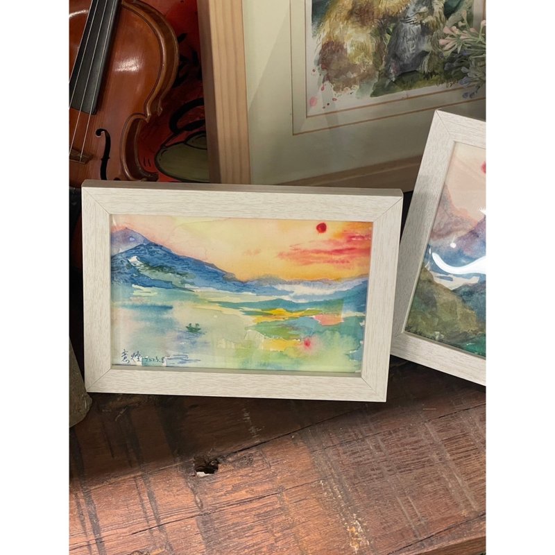 Small Painting Series in the Room-Lake and Sunset - Items for Display - Paper Multicolor