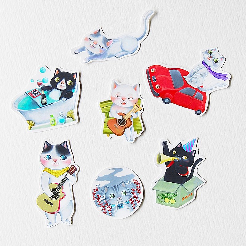 Fish cat / stickers package / good time / 7 into - สติกเกอร์ - กระดาษ หลากหลายสี